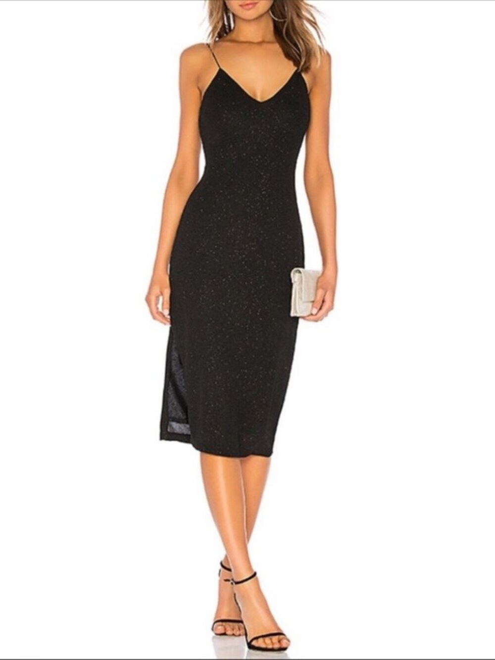 Alice & Olivia Stila Side Dress Black Sparkle Sz 6